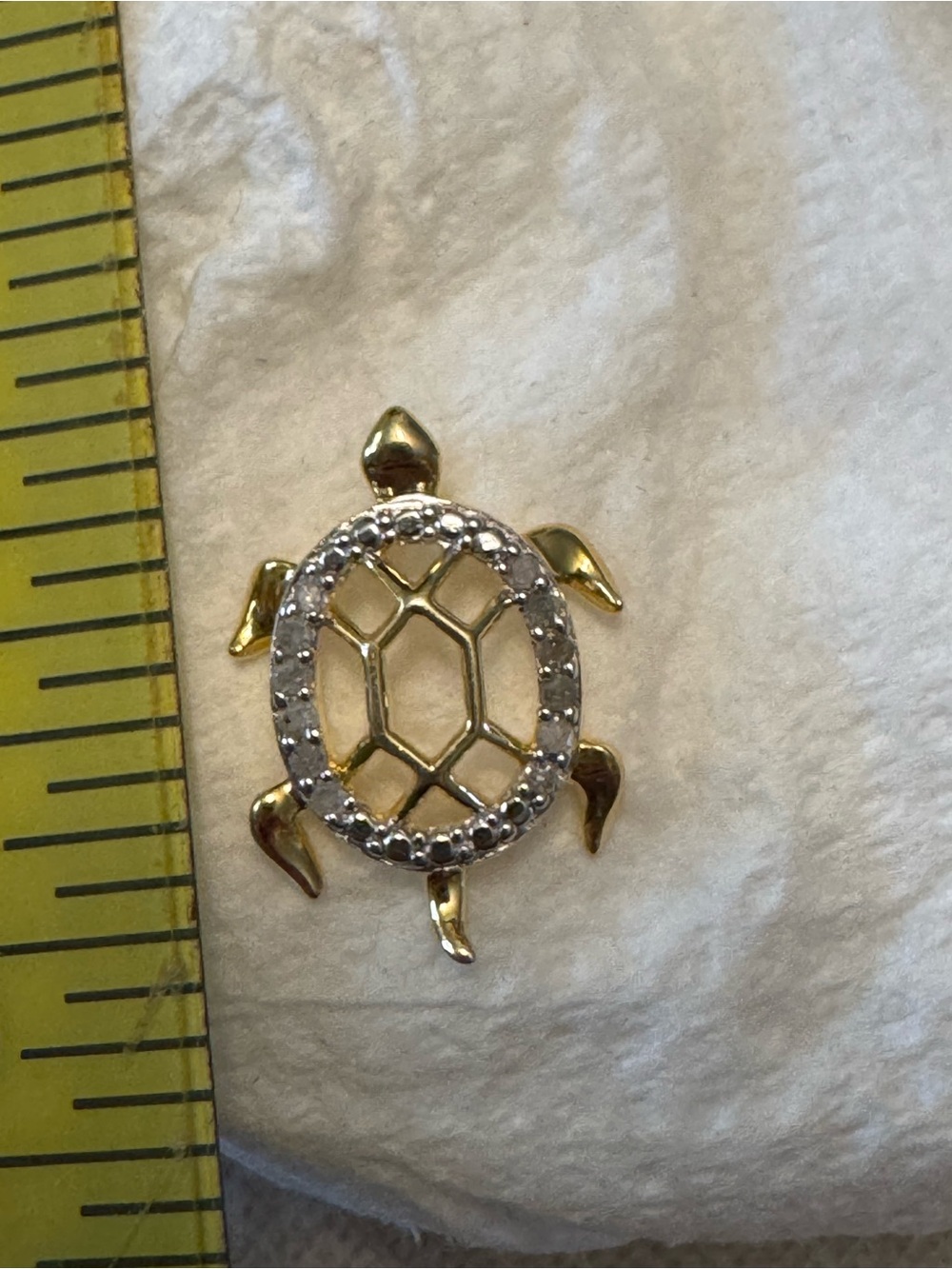 Gold Turtle Pendant with Crystal Accents